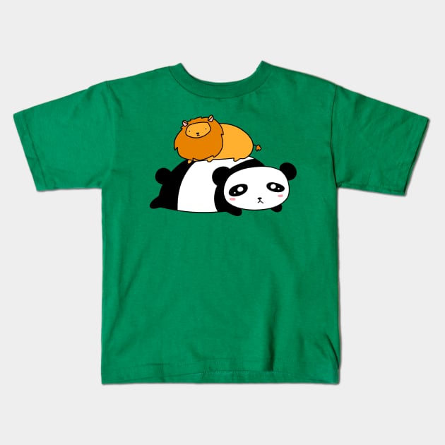 Panda and Little Lion Kids T-Shirt by saradaboru